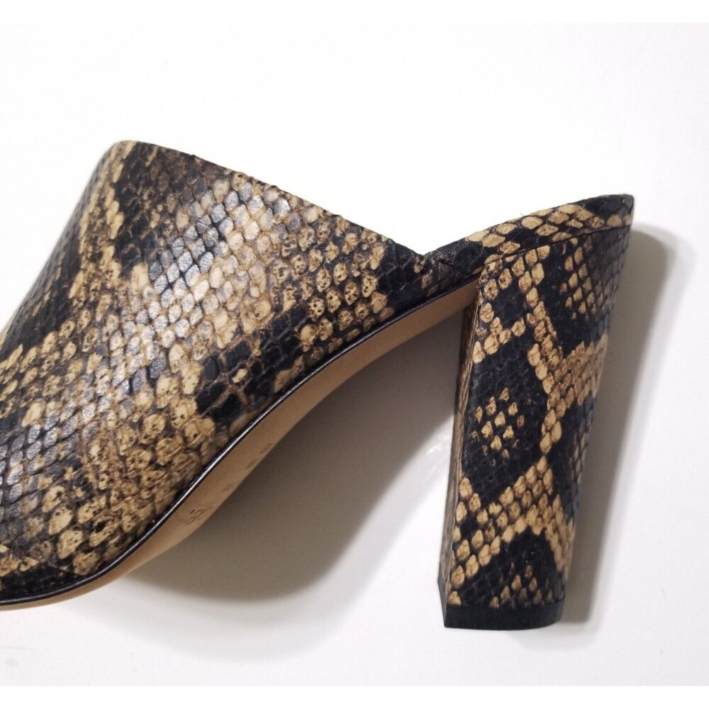 NIB Vince Heath Snake Print Leather Block Heel Sandal Mule Slide Senegal - Picture 11 of 16